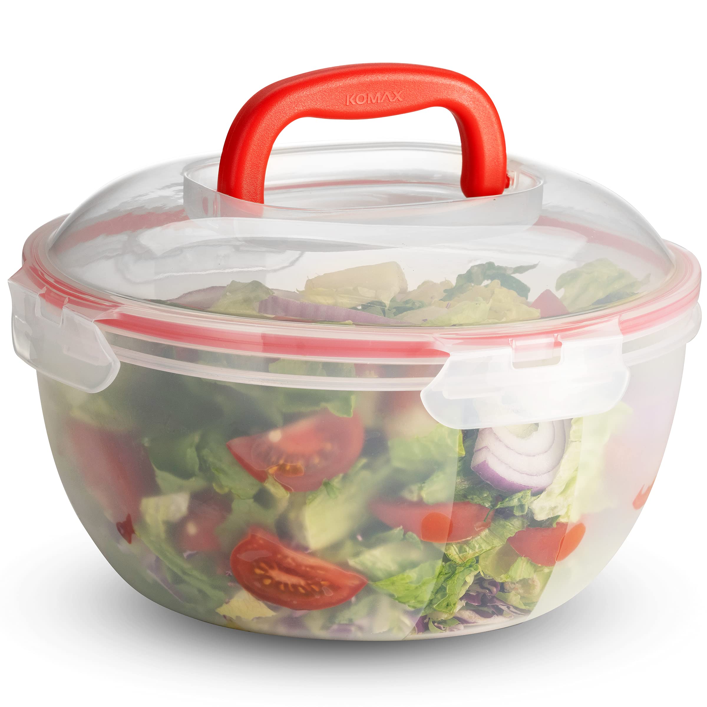 Komax ensaladera grande con tapa perfecta para transportar ensaladas al picnic.