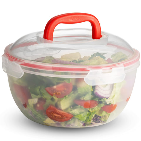 Komax ensaladera grande con tapa perfecta para transportar ensaladas al picnic.