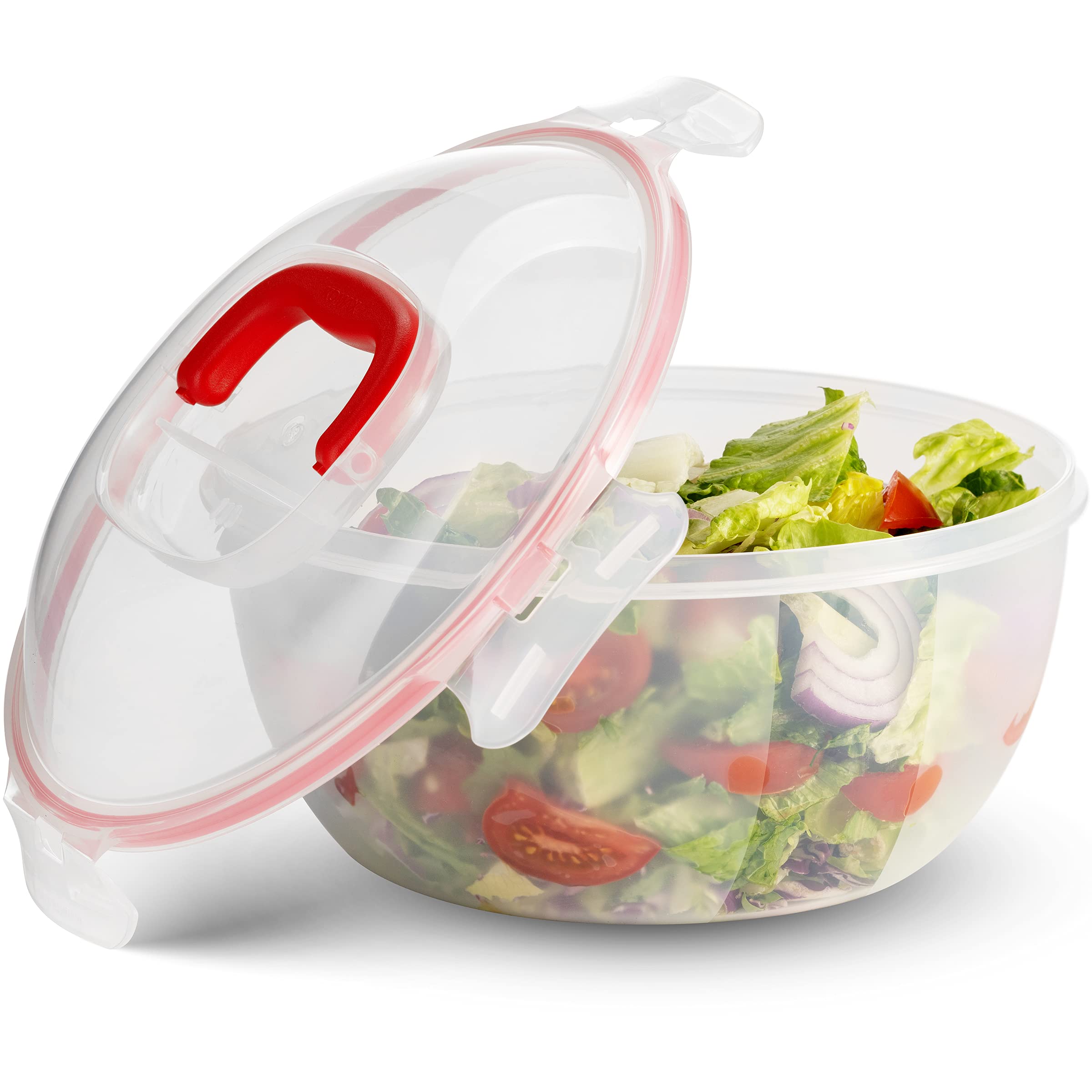 Komax ensaladera grande con tapa para refrigerar sobras y conservar sabor.