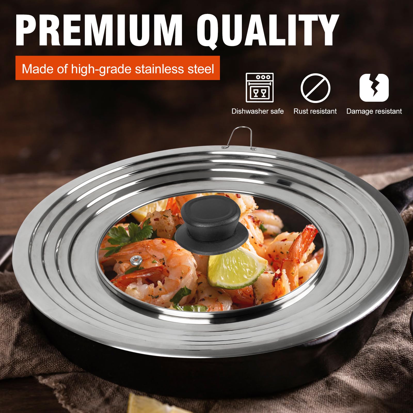 Komokeru tapa universal acero inoxidable duradera y distribución uniforme del calor