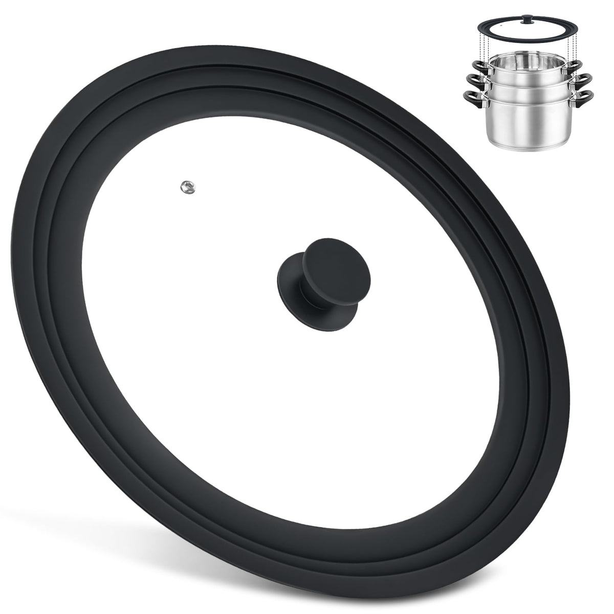 Komokeru tapa universal para sartenes grandes, ideal para 13-15 pulgadas.