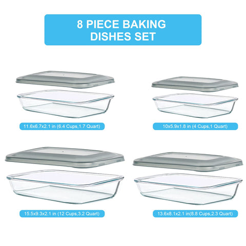 Bandeja Komuee de vidrio rectangular 1.7qt con tapa para múltiples recetas