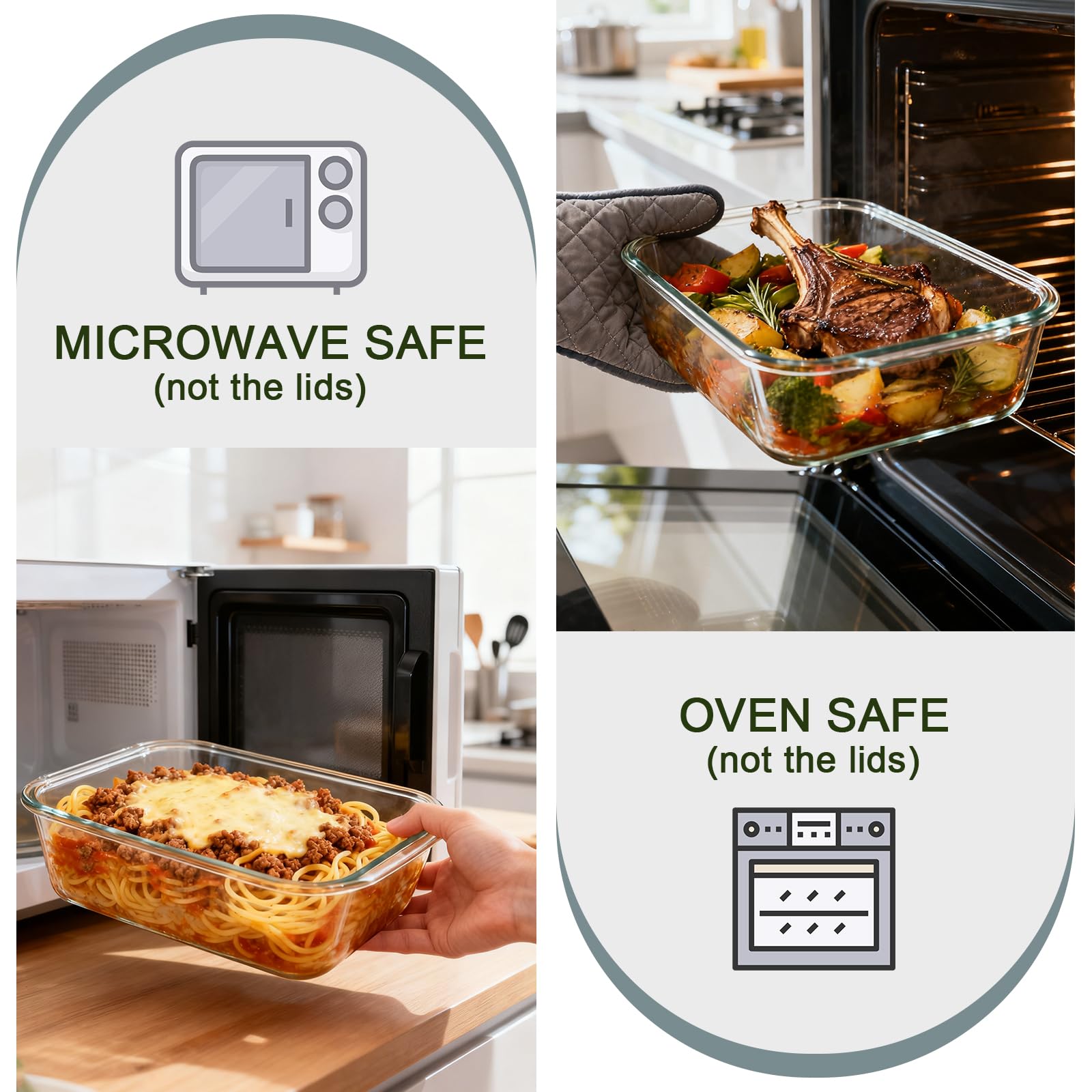 KOMUEE contenedor de vidrio 22oz con tapa hermética para porciones