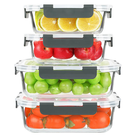 KOMUEE contenedor de vidrio 52oz con tapa hermética para comidas completas