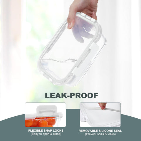 KOMUEE recipiente vidrio pequeño 13oz con tapa hermética para refrigerar y llevar.
