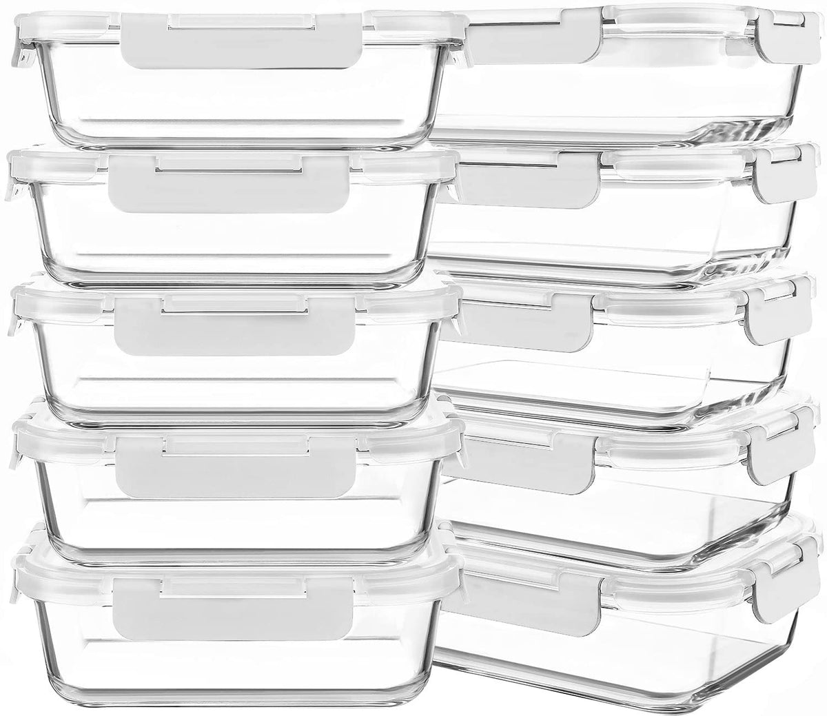 Conjunto KOMUEE de 10 contenedores de vidrio de 30 onzas para planificar tus comidas.