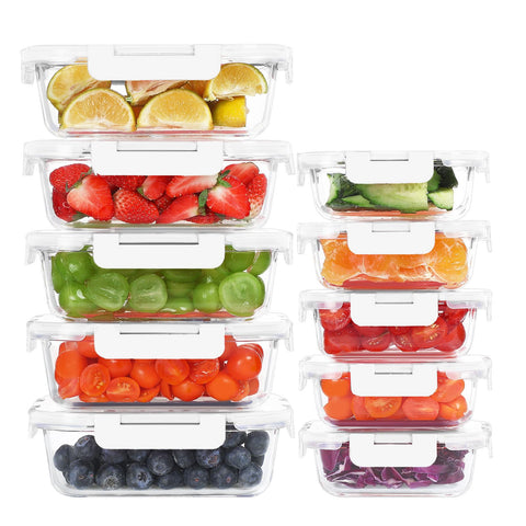 KOMUEE recipiente vidrio grande 34oz con tapa hermética para porciones y conservación.