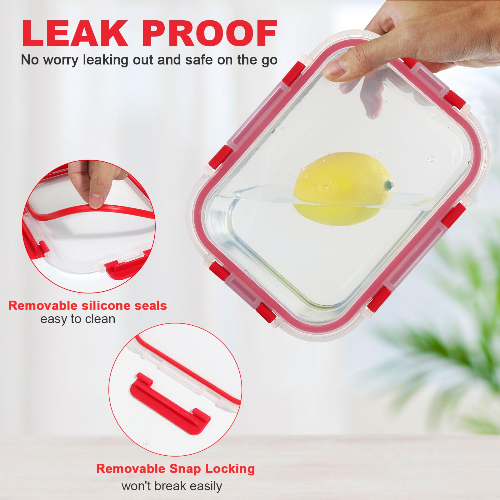 KOMUEE recipientes de vidrio aptos para microondas para recalentar porciones.