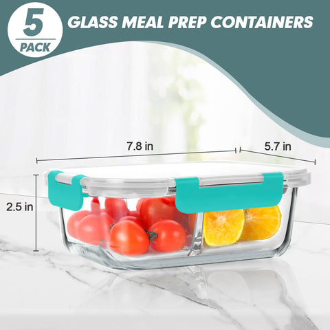 KOMUEE envases de vidrio para almuerzo, fáciles de limpiar.