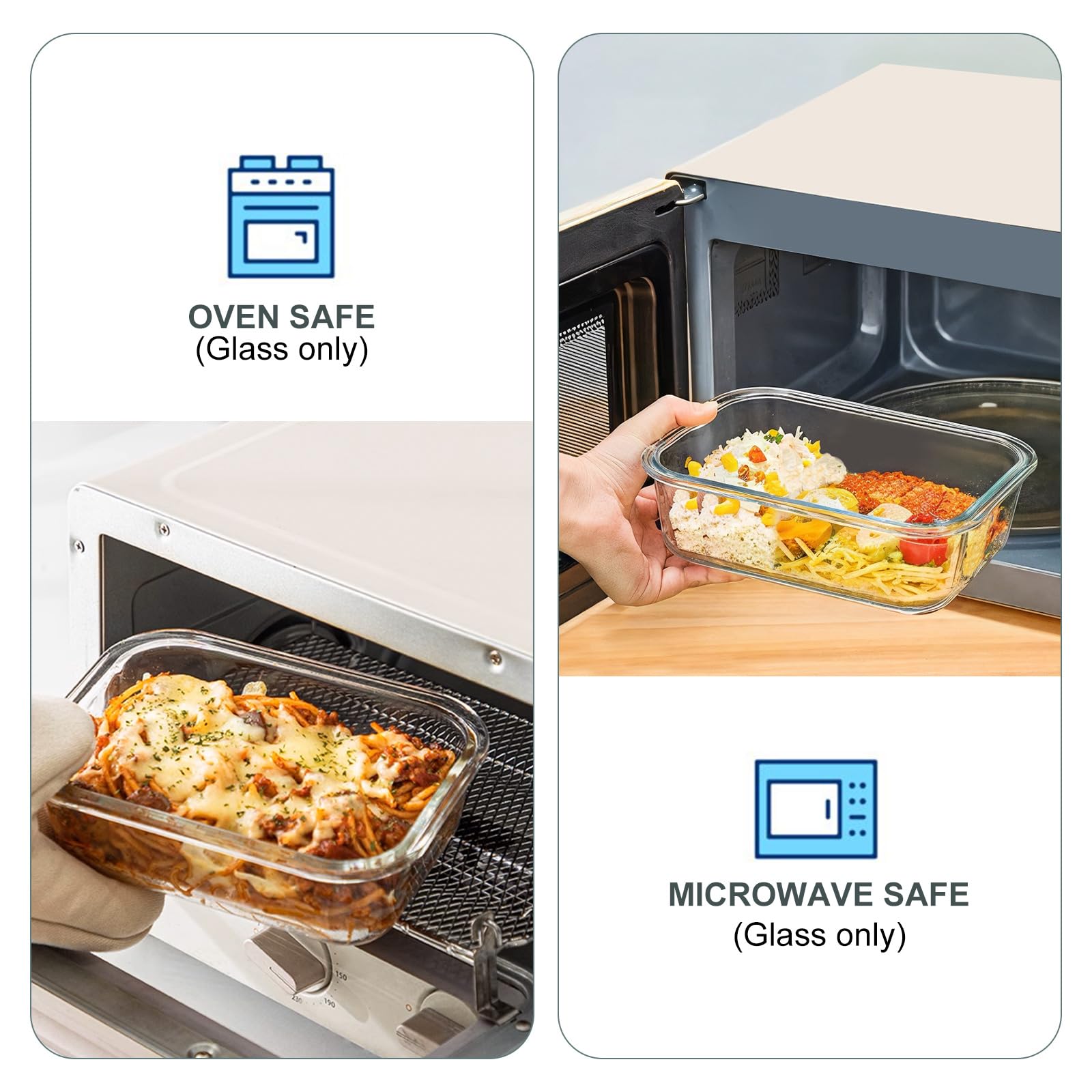 KOMUEE vidrio apilables diseño compacto optimiza almacenamiento en cocina.