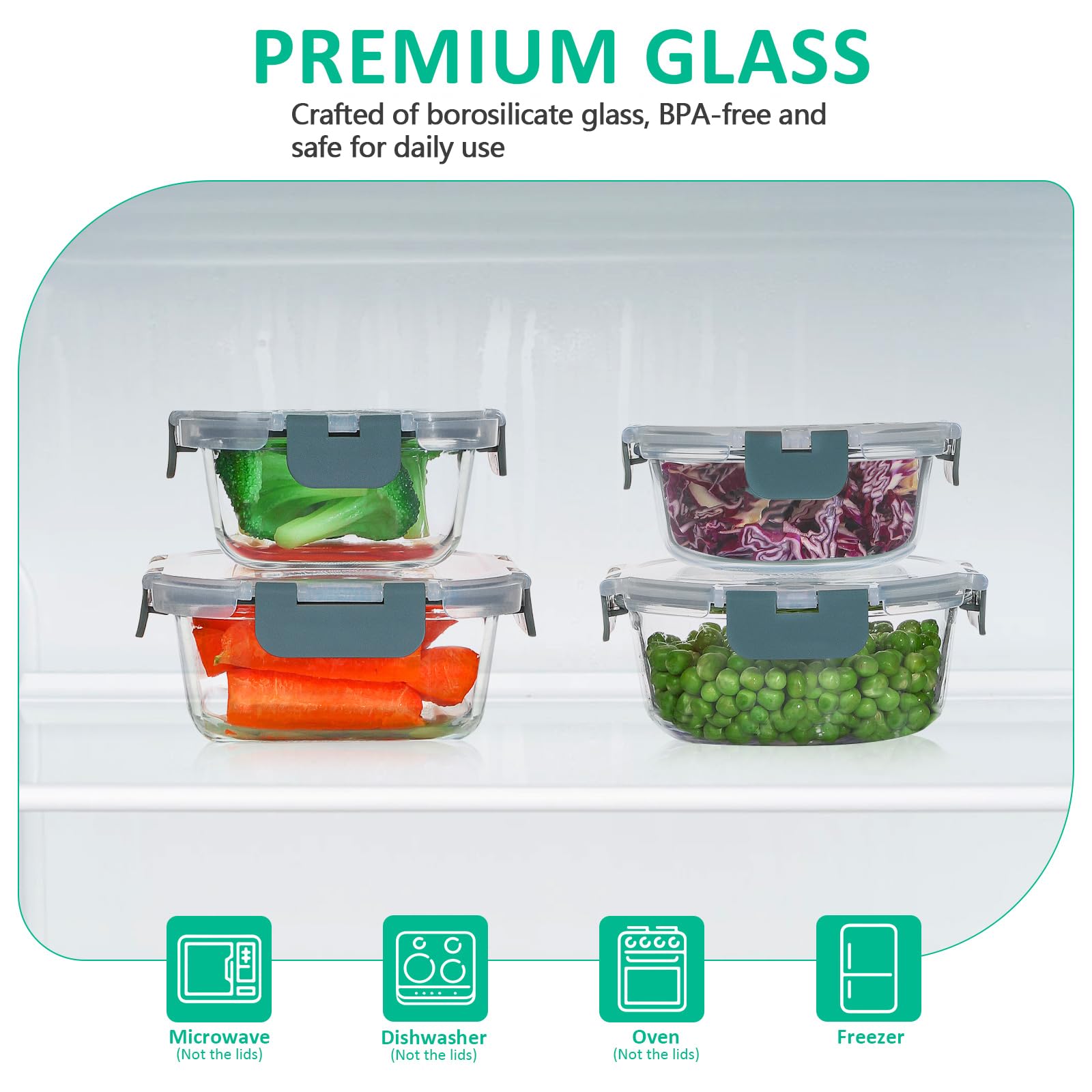 KOMUEE vidrio borosilicato apto para horno y microondas para mayor versatilidad