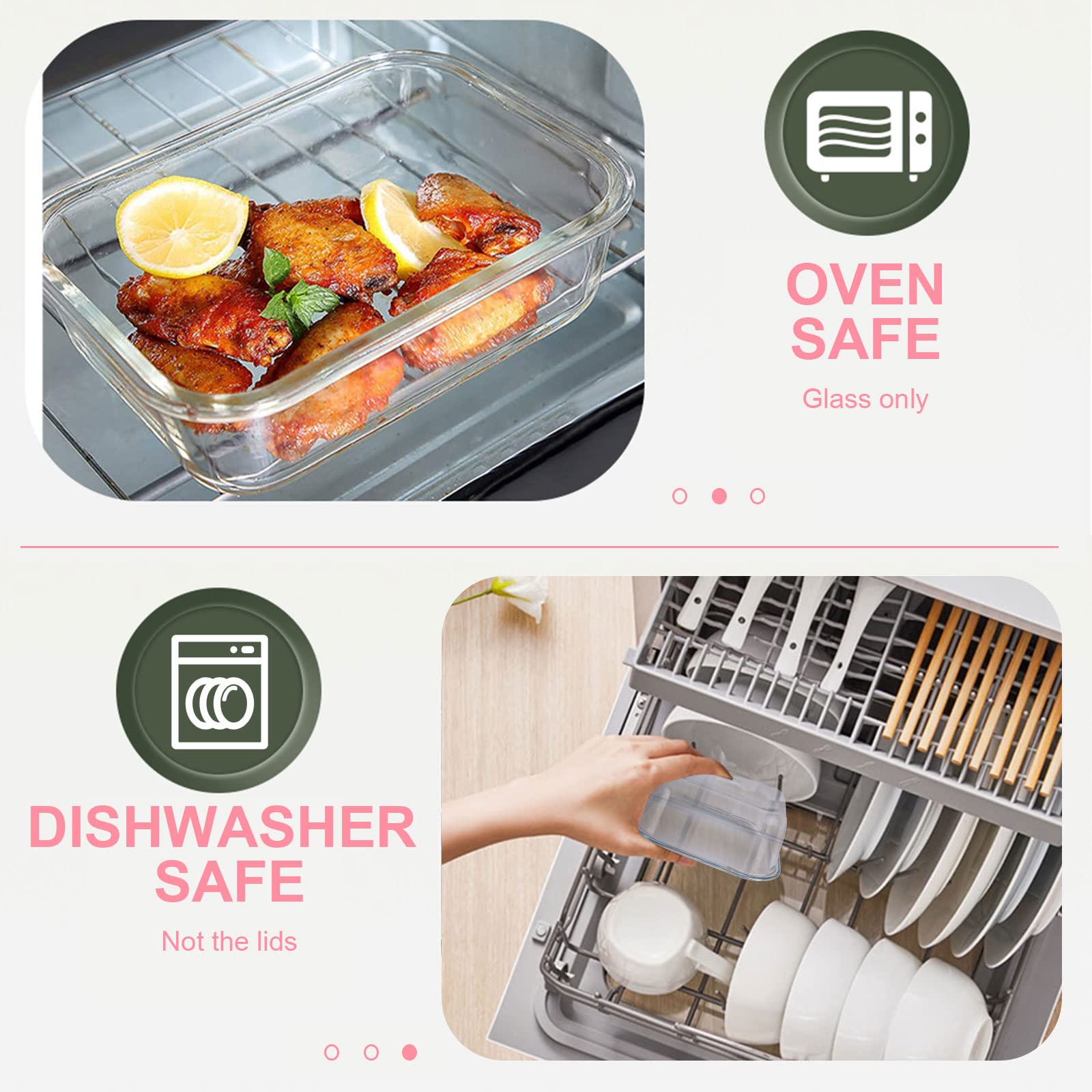 KOMUEE vidrio borosilicato apto para microondas y horno para recalentar fácilmente.