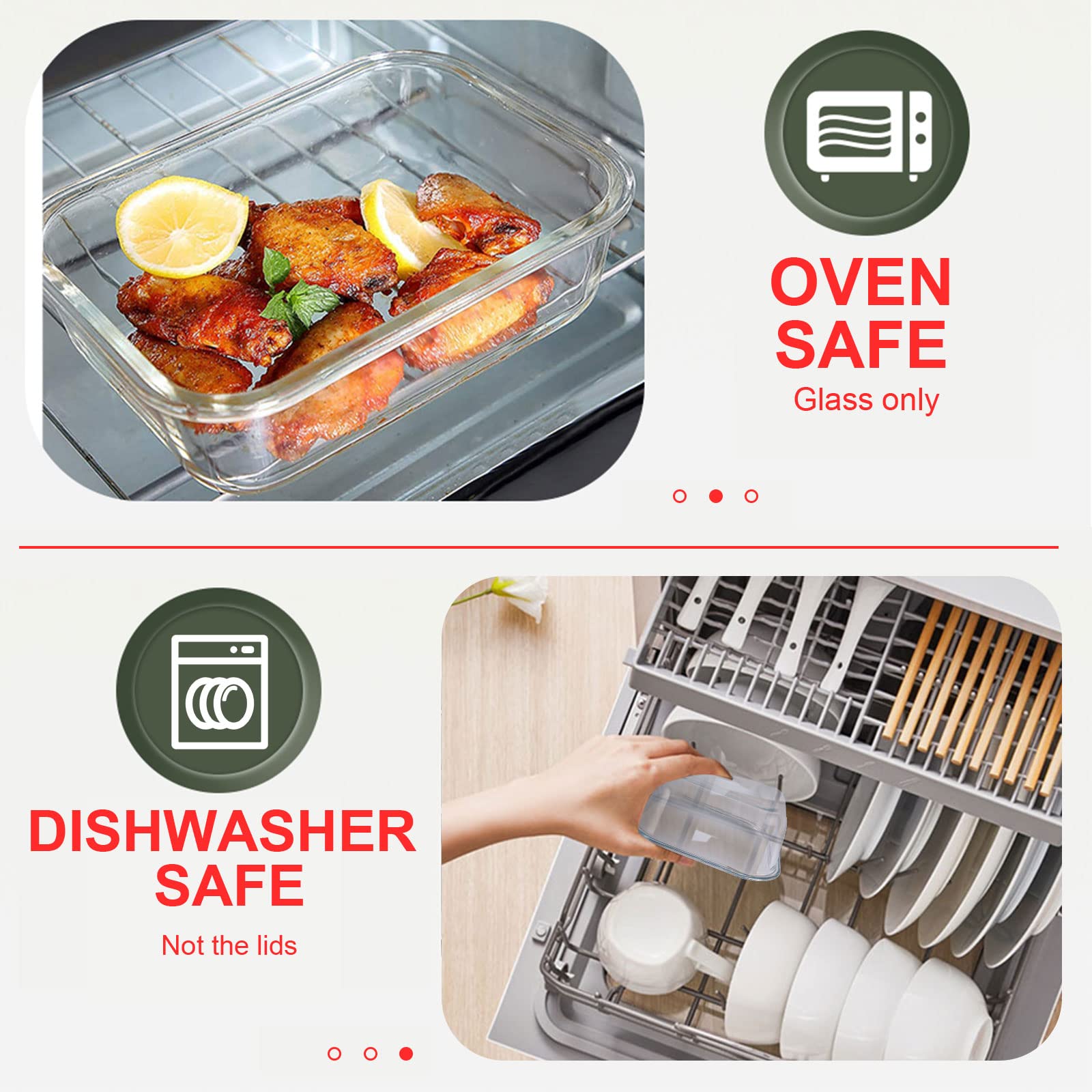 KOMUEE vidrio borosilicato resistente para horno y congelador.