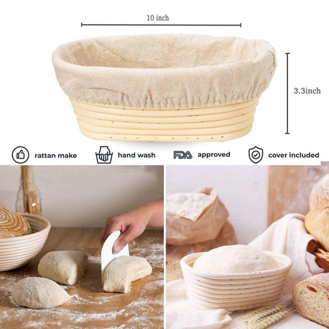 KONGDY Banneton: cesta de mimbre natural para fermentación suave y homogénea.