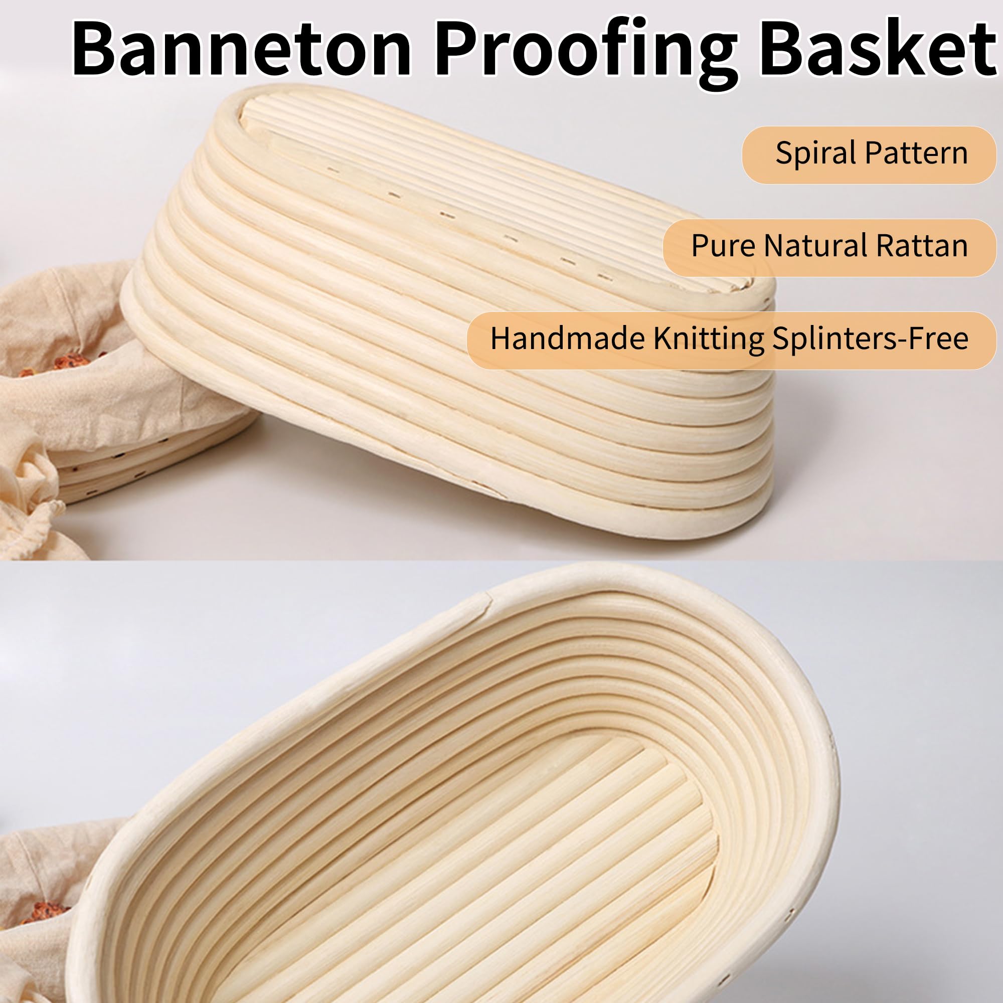 KONGDY Banneton: forro de lino natural incluido para limpieza y uso reutilizable.