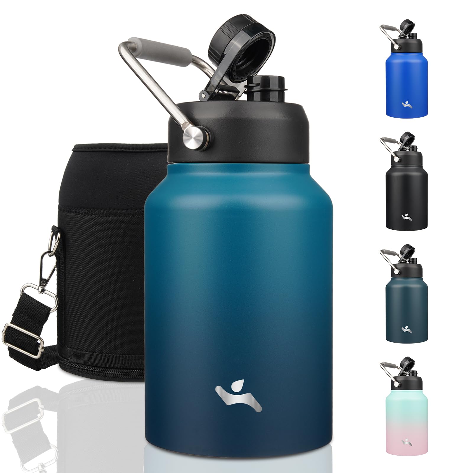 Konokyo botella 64oz índigo negro, ideal para llevar y mantenerte hidratado