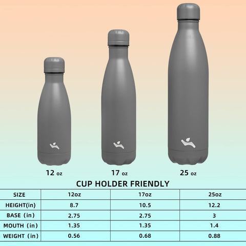 Konokyo botella aislada 17oz gris para gimnasio, fácil de llevar en la mochila.
