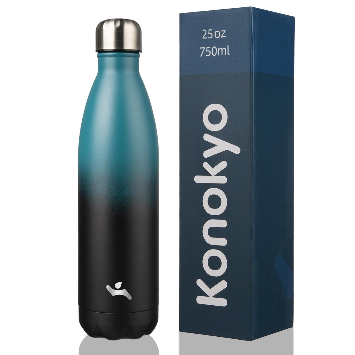 Botella Konokyo 25 oz Índigo Negro, diseño elegante para hidratación diaria.