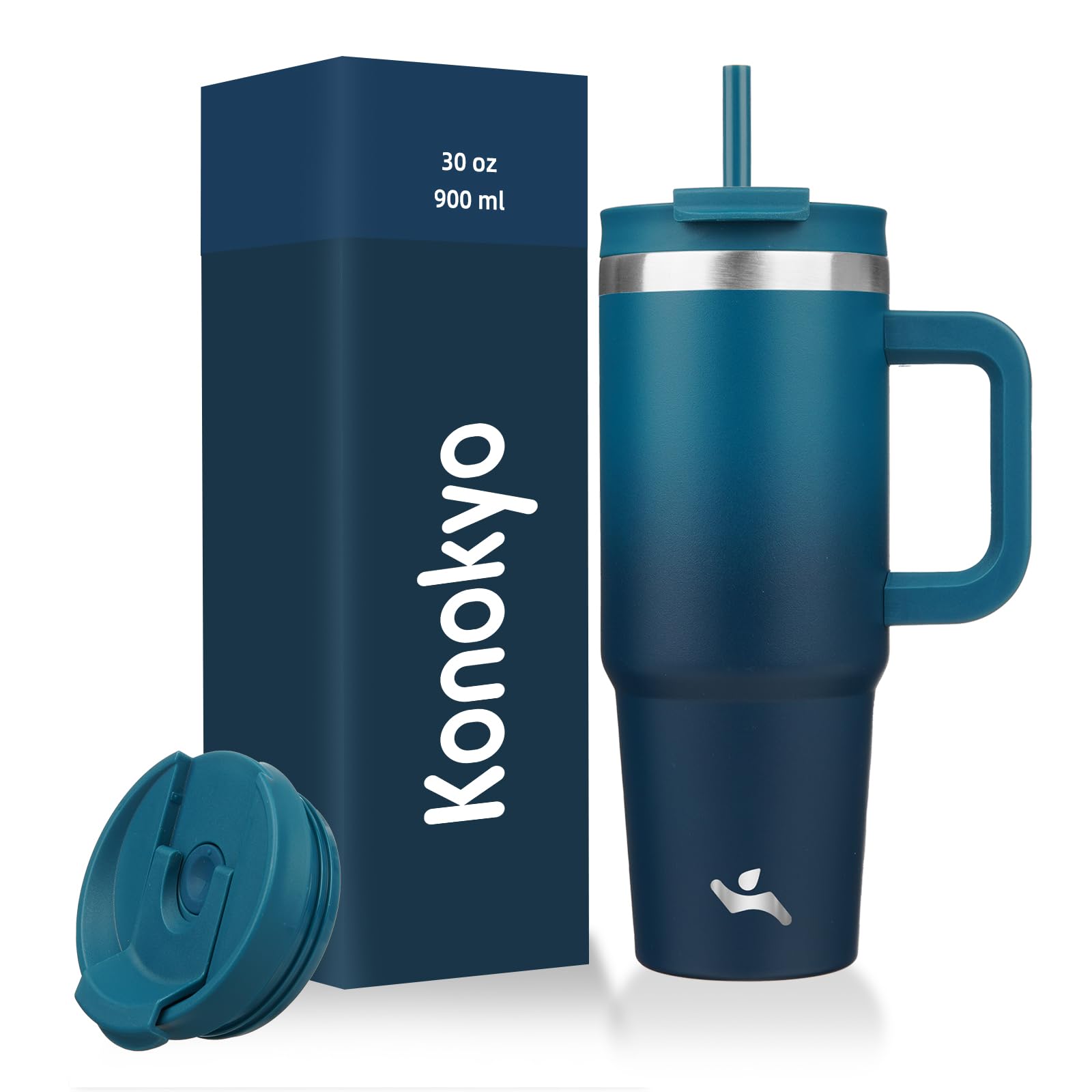 Konokyo vaso termico 30oz con asa para viajes, mantiene temperaturas.