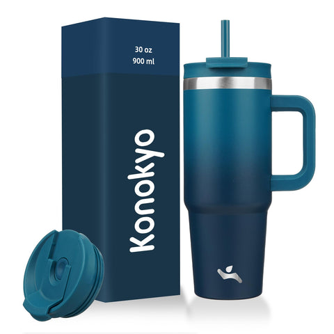 Konokyo vaso termico 30oz con asa para viajes, mantiene temperaturas.