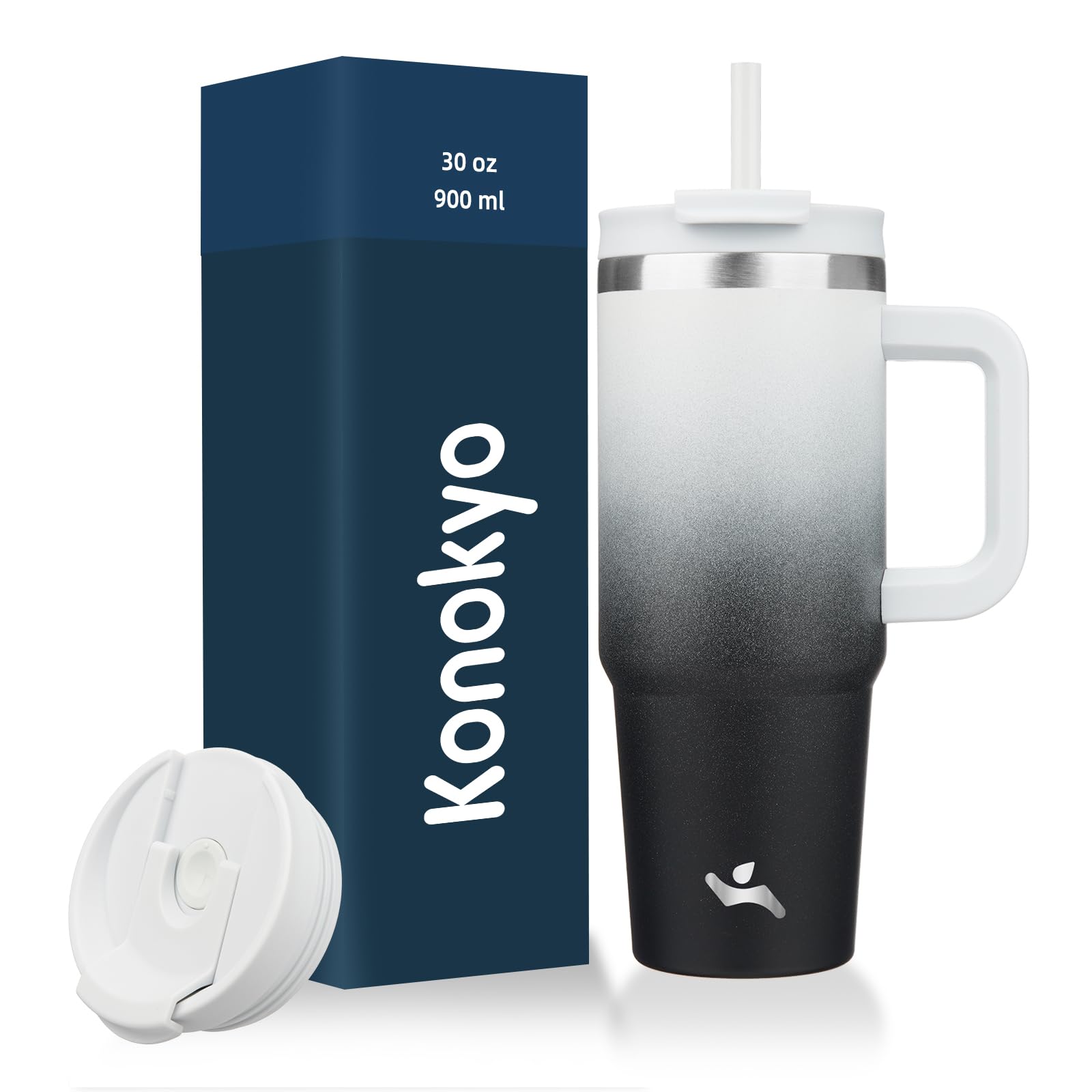 Konokyo 30 oz vaso termico con asas, agarre cómodo para uso diario.