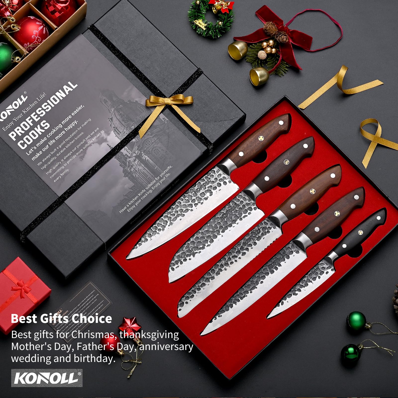 Cuchillo chef KONOLL con filo afilado para cortes nítidos.