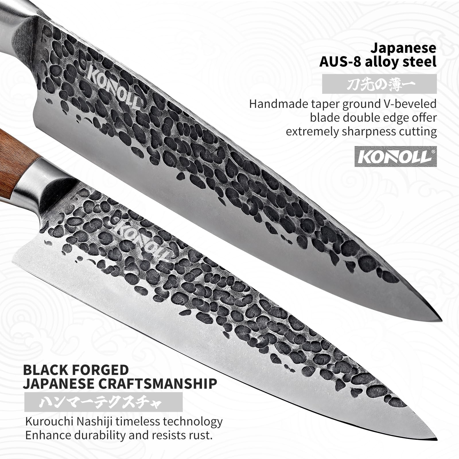 Cuchillo pan KONOLL con borde dentado para rebanar pan crujiente.