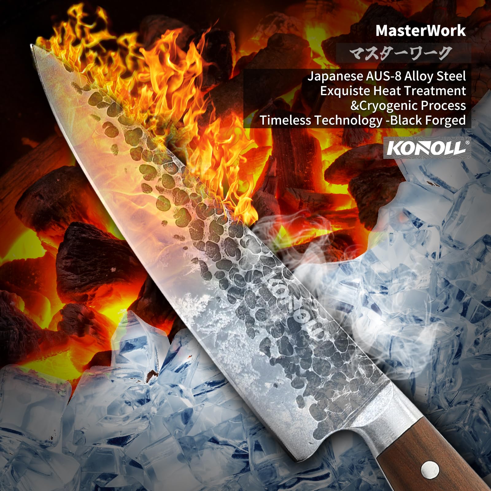 Cuchillo santoku KONOLL ideal para verduras y preparaciones mixtas.