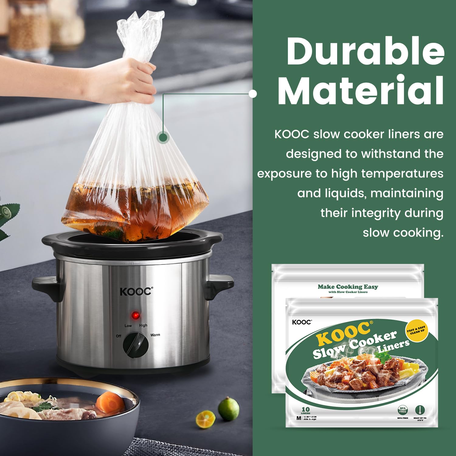 KOOC juego de 30 bolsas, ideal para cocinar dos platos a la vez.
