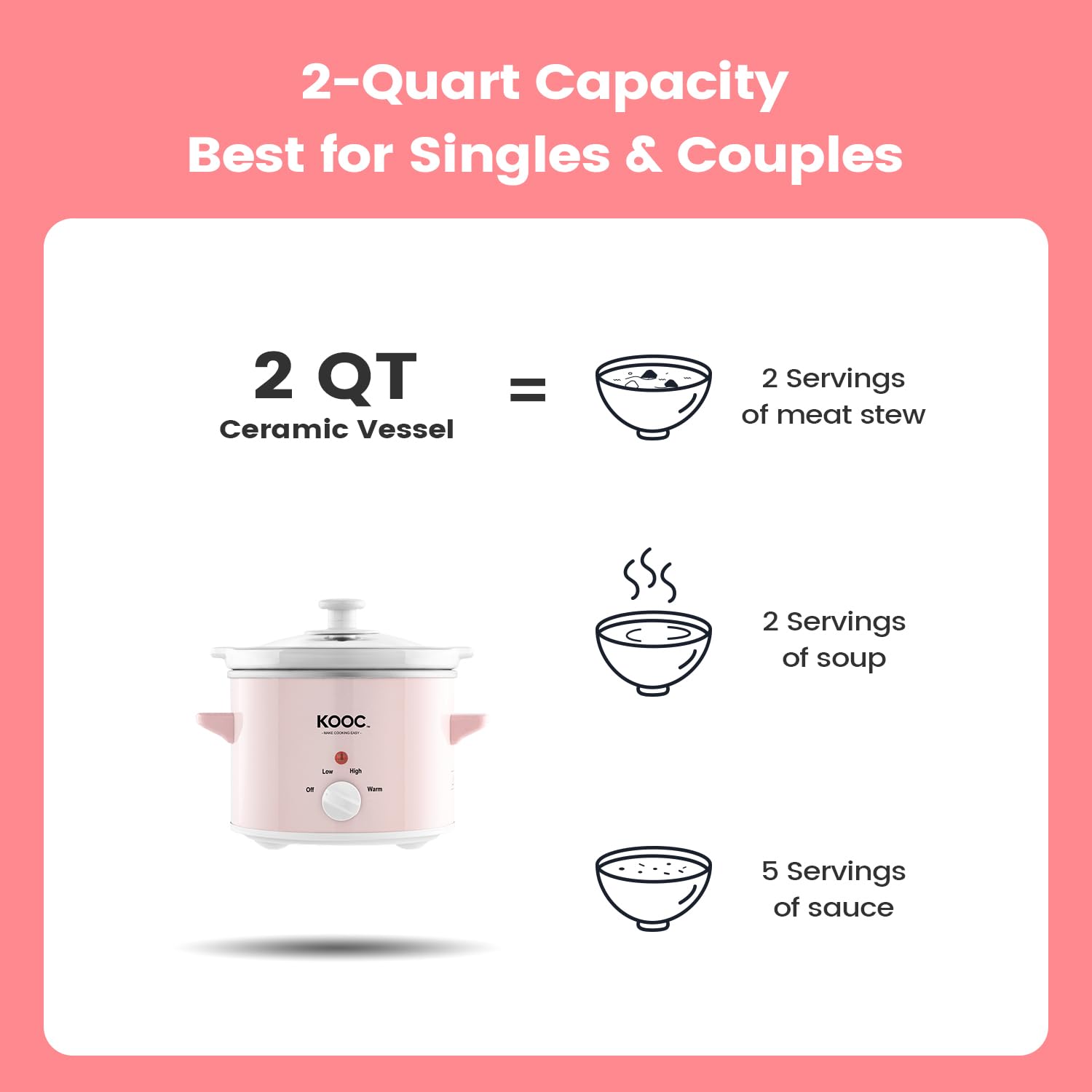 KOOC capacidad para 2-4 personas, ideal para comidas caseras.