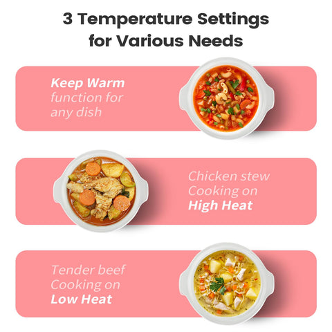 KOOC controles fáciles con tres temperaturas para cocinar y mantener caliente.