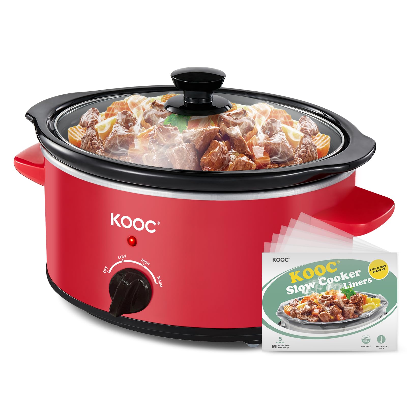KOOC olla lenta 4qt, interior de cerámica segura y duradera.