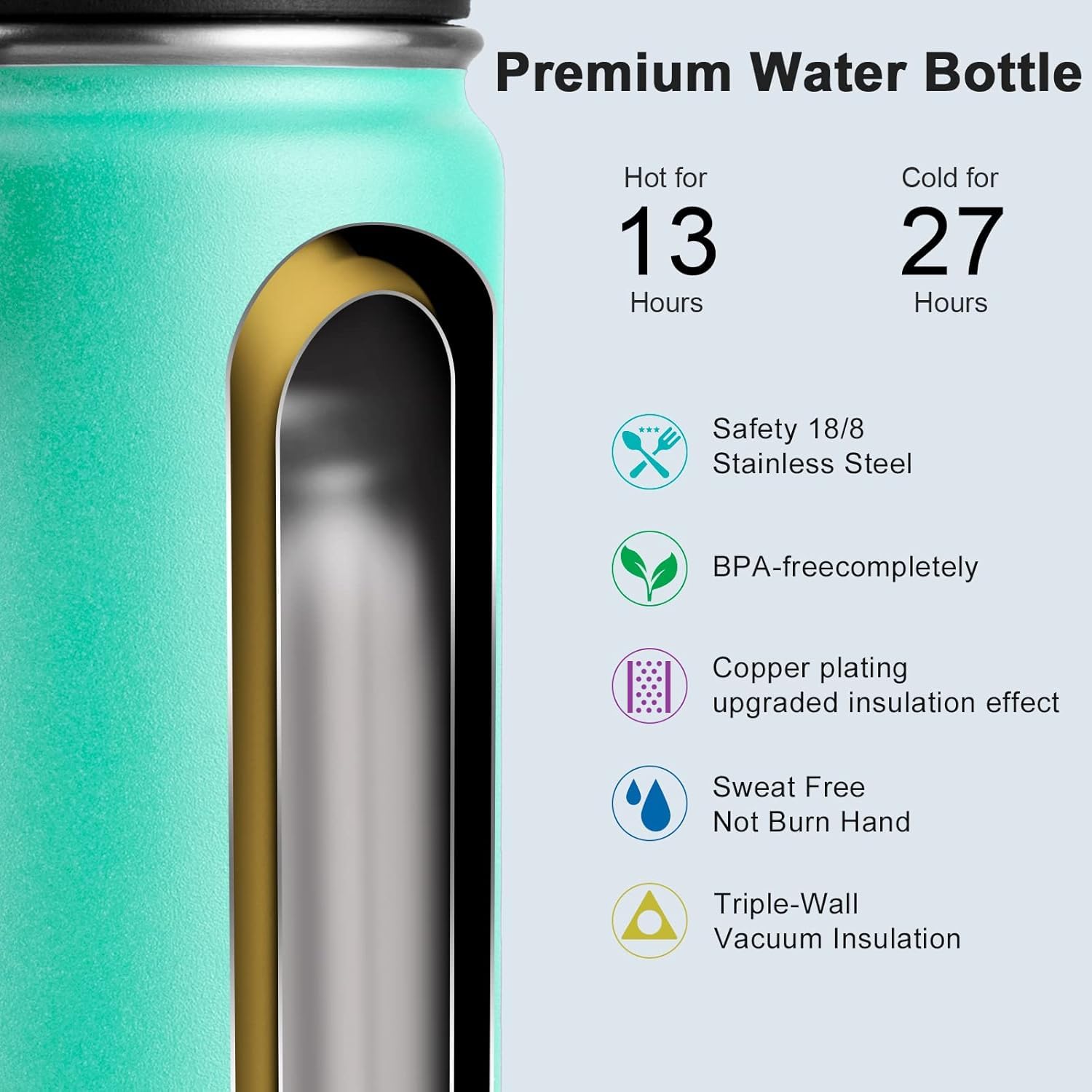 Botella koodee sin condensación, ideal para bolsillos y mochilas.
