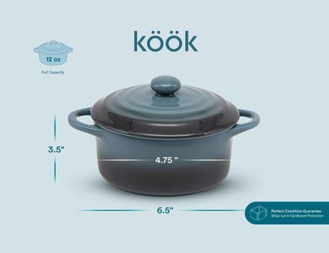 KooK cocotte en colores vibrantes para presentación elegante.