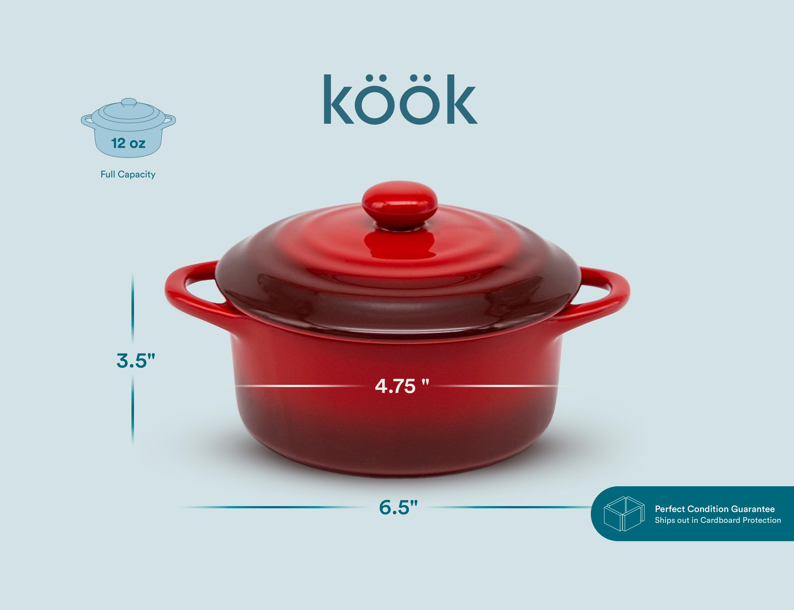 KooK Cocotte Mini: empaque seguro para envío y llegada en buen estado.