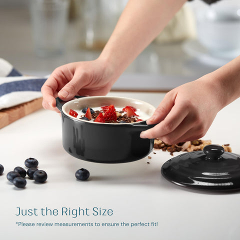 Kook cocotte porcion personal 12 onzas tapas: práctica para porciones individuales y mantener caliente.