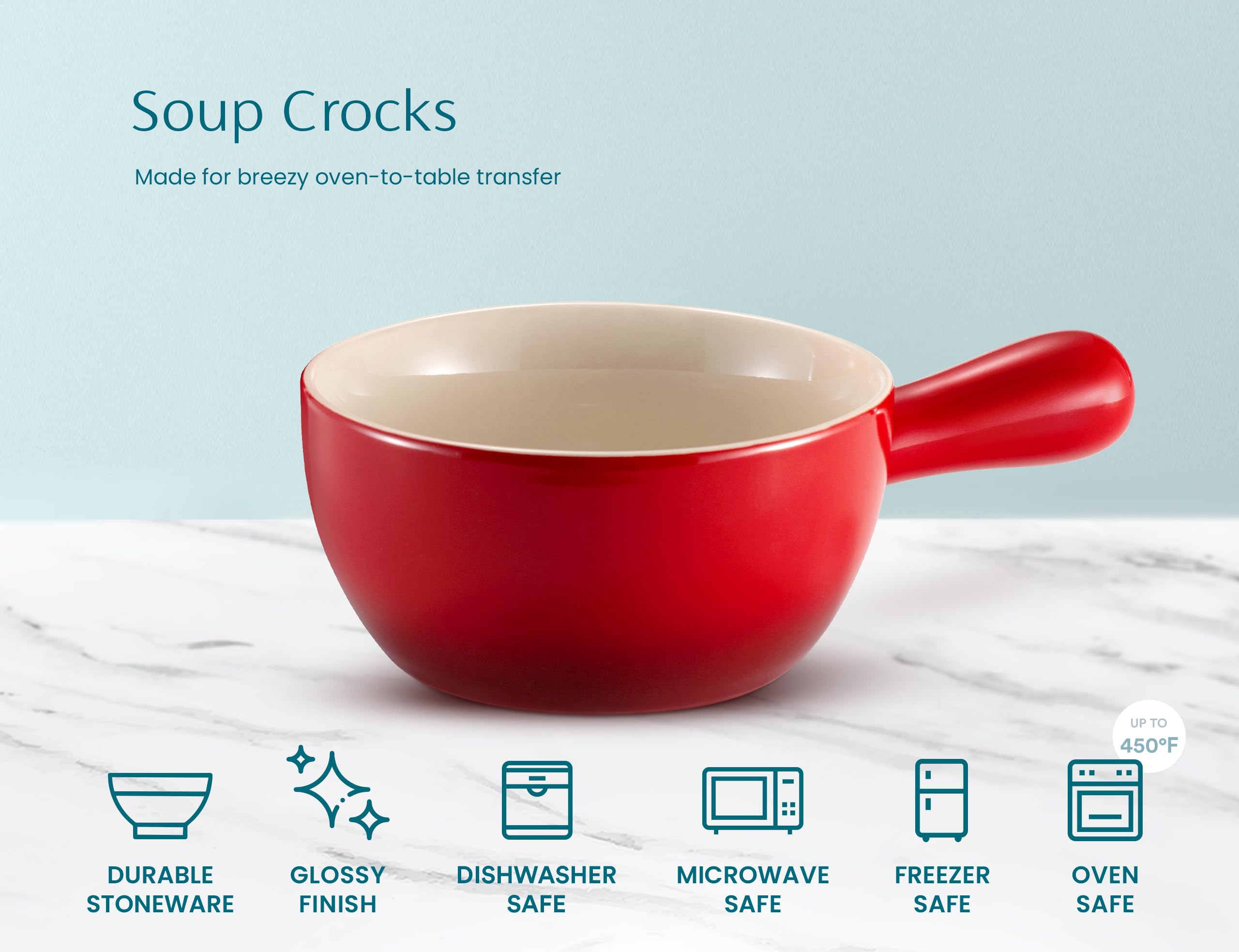 KooK crock para cereal o sopa, porciones individuales versátiles.