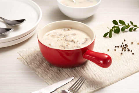 KooK crock con asa, tazón cerámico para servir sopa de forma cómoda.