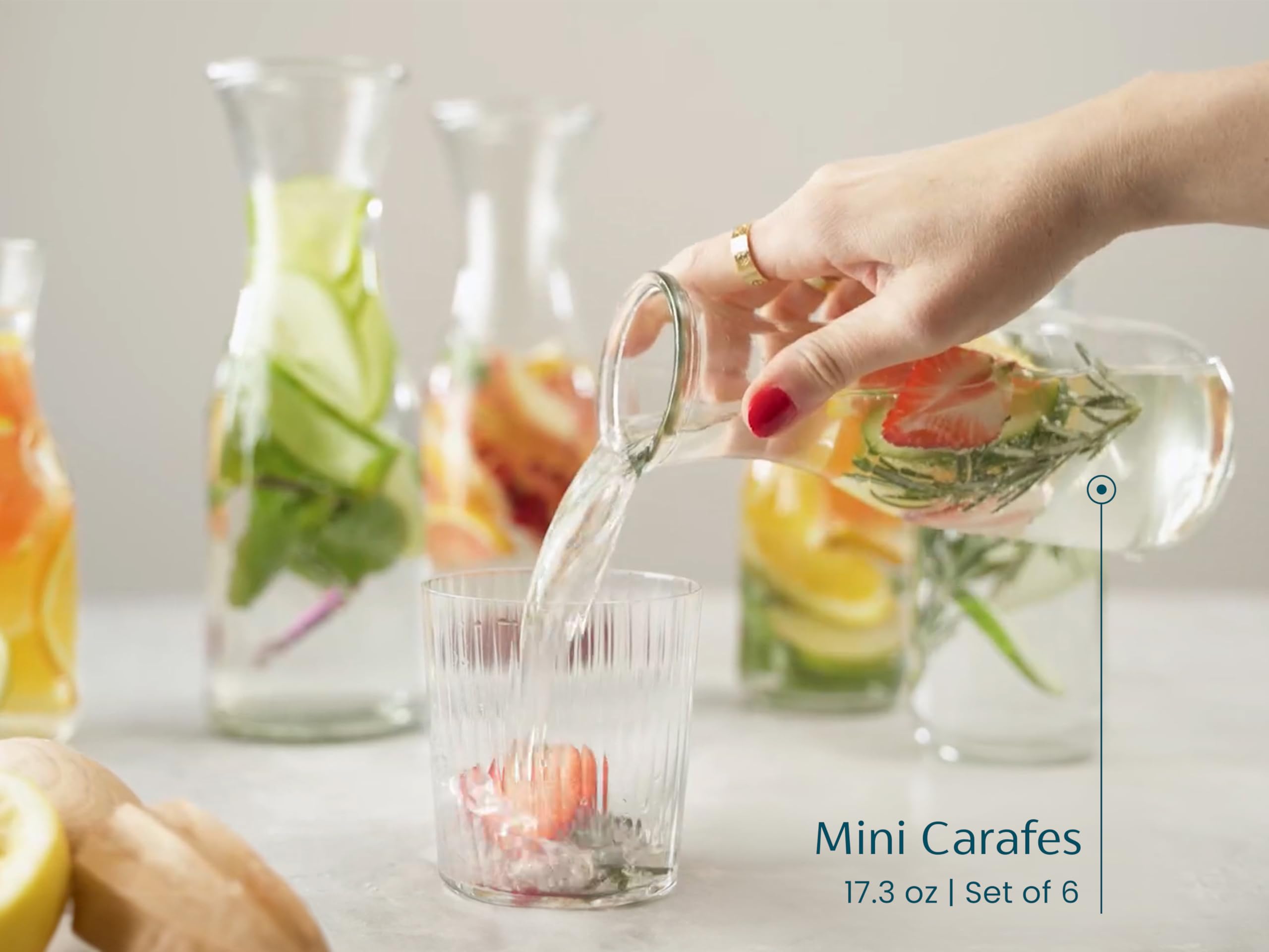 Conjunto de 6 jarras KooK para jugos, aguas y otras bebidas.