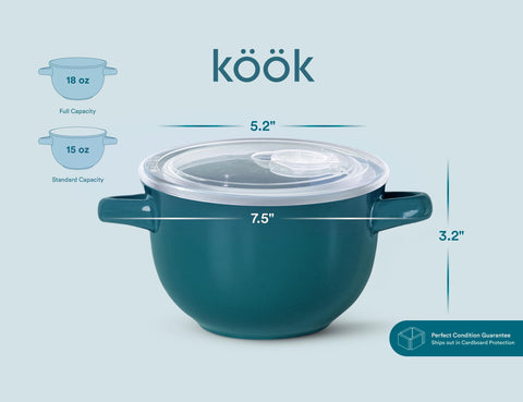KooK juego de 4 cuencos de 18 oz, aptos para lavavajillas y congelador.