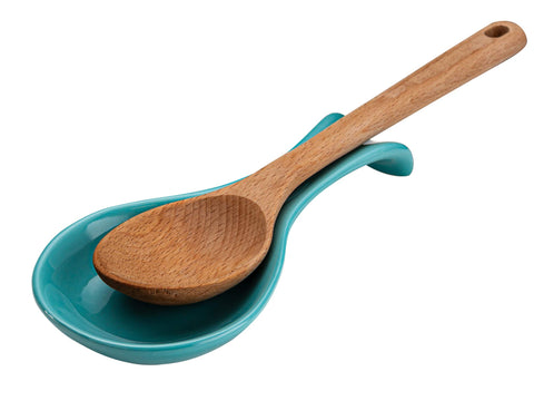 KooK portacucharas cerámico azul aqua, soporte estable para utensilios durante la cocción.
