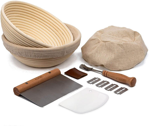 KooK Proofing Set: cestas Banneton de 9 pulgadas para pan artesanal con patrón uniforme.
