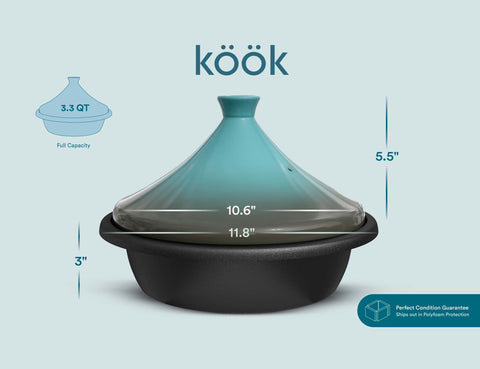 KooK tagine esmaltado facilita limpieza y evita adherencias.