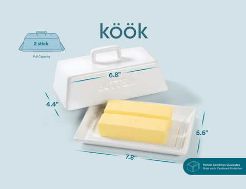 KooK tapa con aro interior mantiene la mantequilla en su lugar.