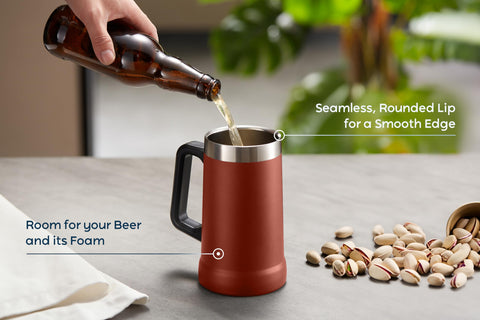 Taza KooK de acero inoxidable con doble pared para bebidas calientes.