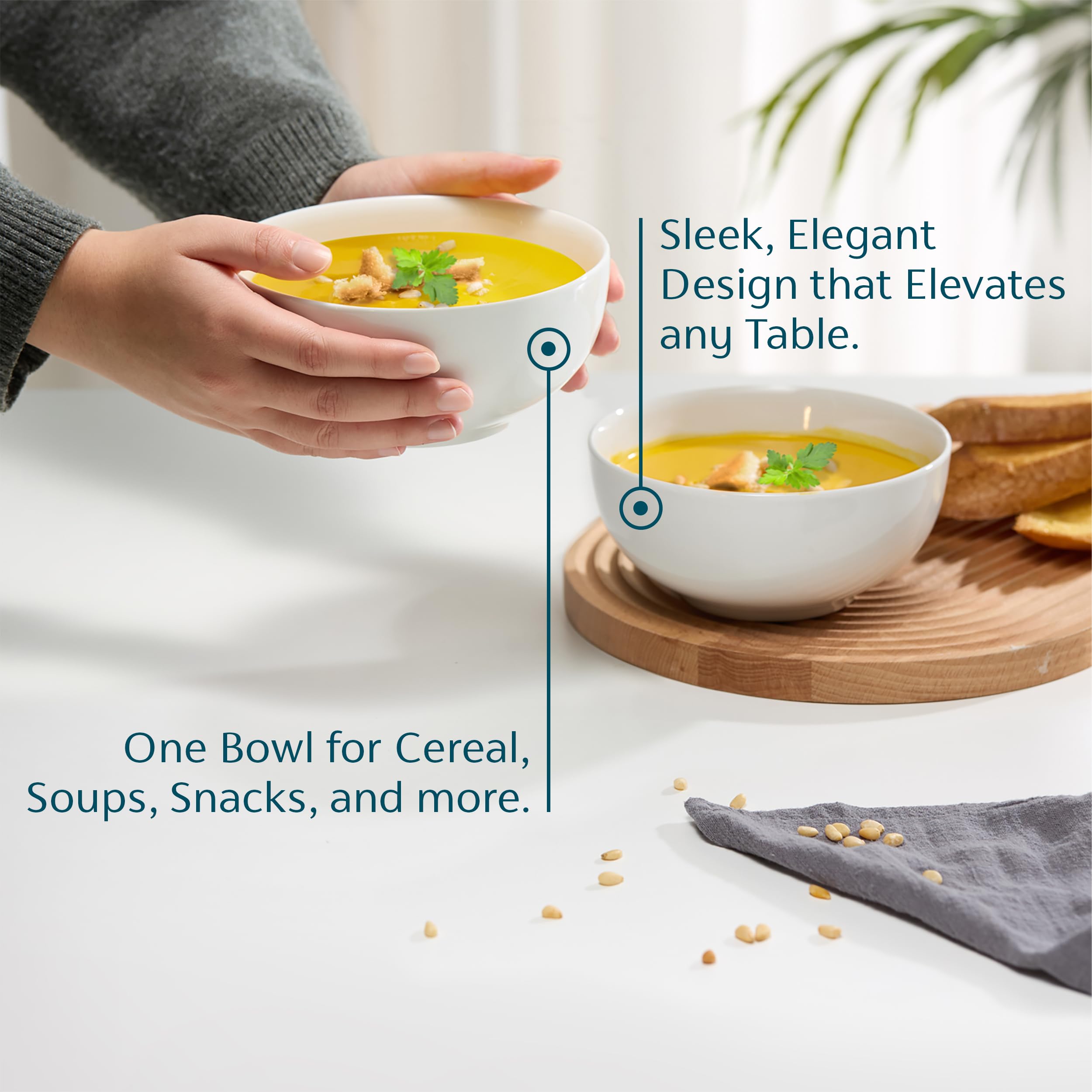 Tazón KooK para cereal de 20 onzas, uso diario y diseño elegante