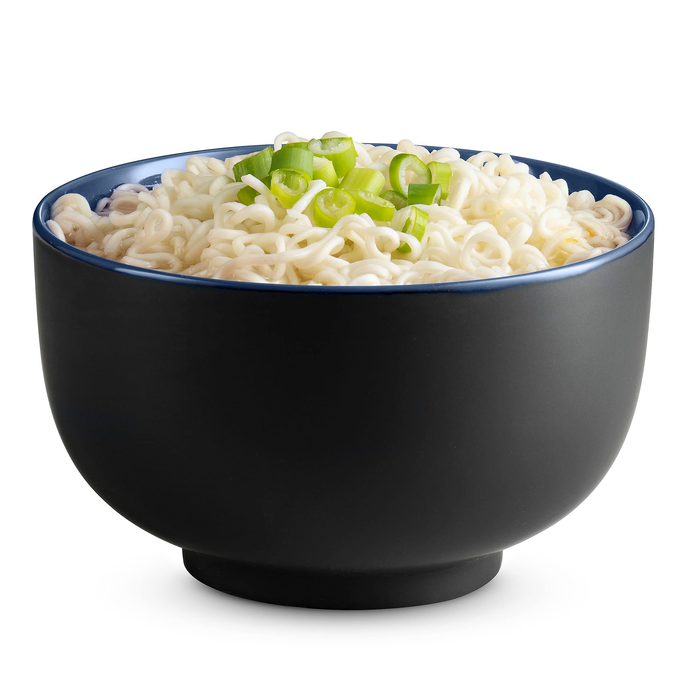 Tazón KooK con exterior negro e interior azul marino, estilo tradicional para mesa.