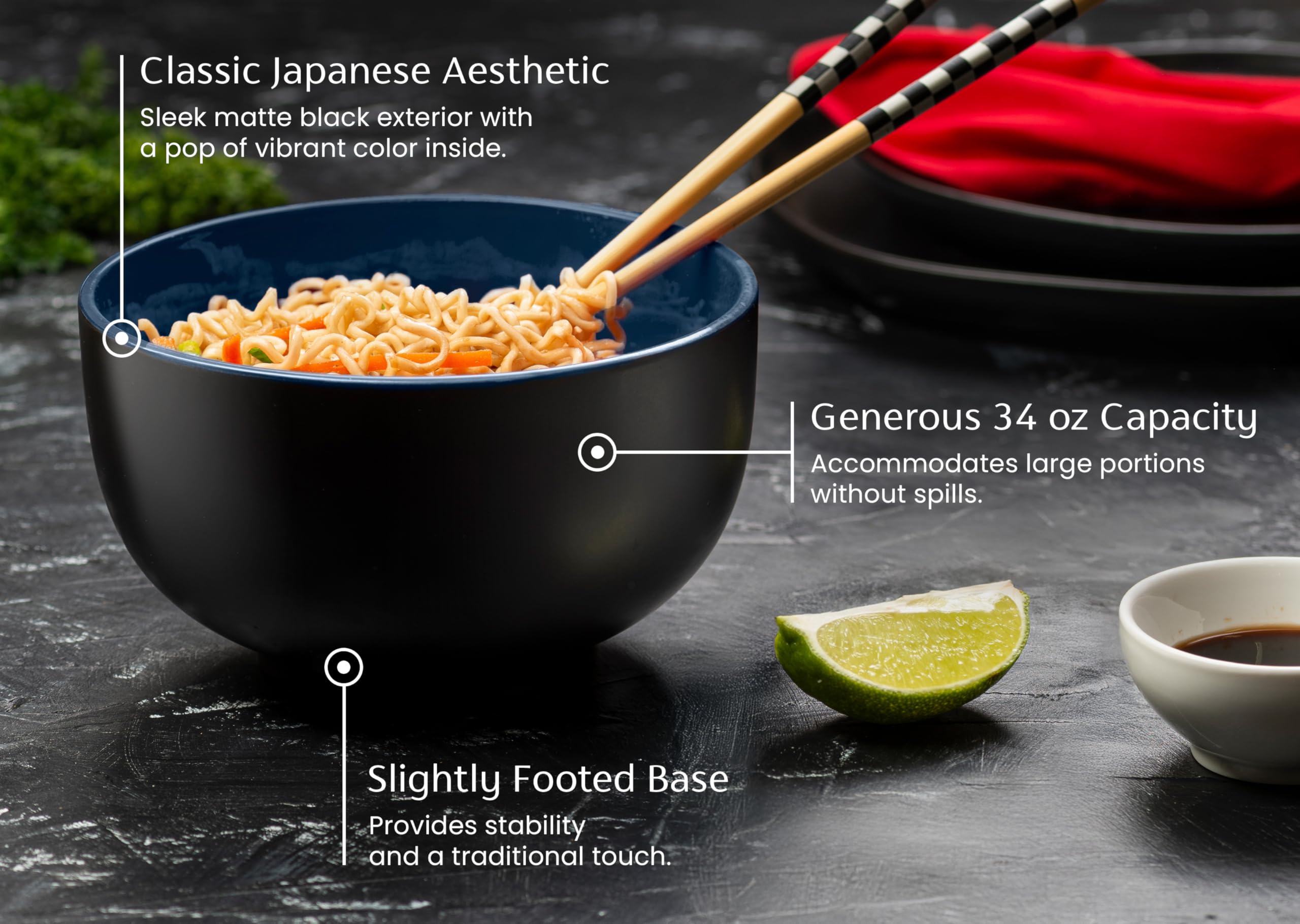 Tazón profundo KooK para ramen, ideal para caldos y toppings.