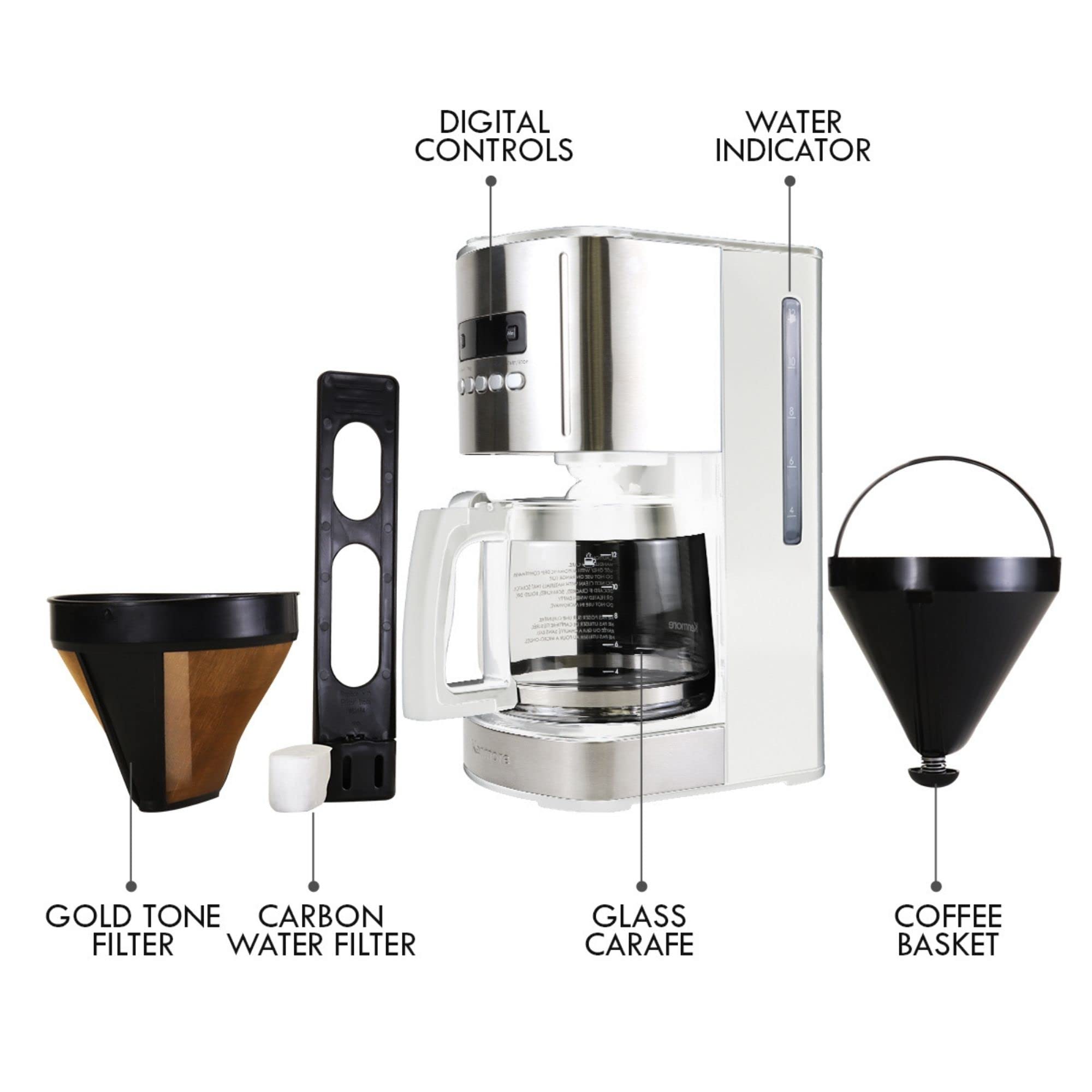 Koolatron cafetera goteo, filtro de oro reutilizable para ahorro y sabor consistente.