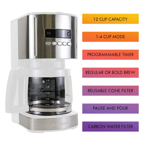 Koolatron cafetera goteo, reservorio de agua grande para rellenar menos veces.